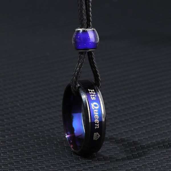 Colour-Change Par Ring Halsband: Glödande blå &amp; lila virvelp blå kant kung