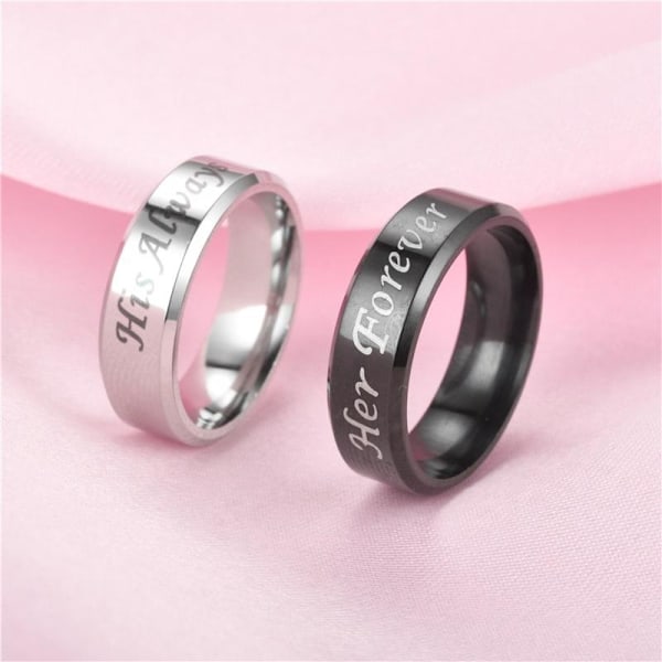 His Always Hers Forever Parring i rostfritt stål graverad "His F 6mm fasad stål färg his always nr 9