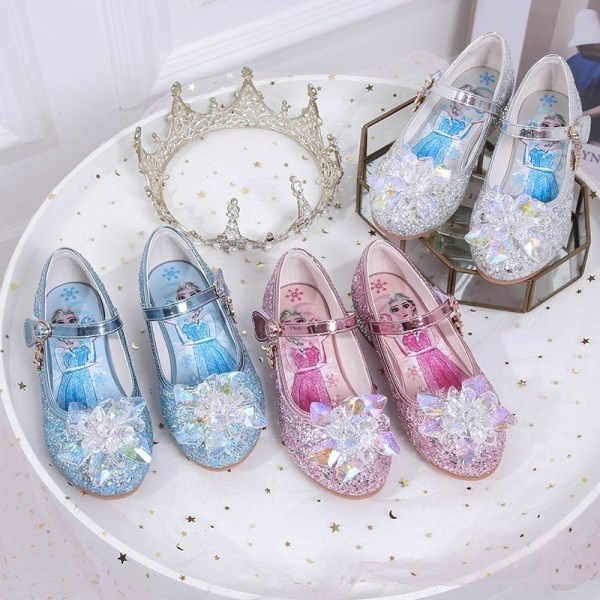 prinsessesko elsa sko børnefestsko blå 15,5 cm / størrelse 23