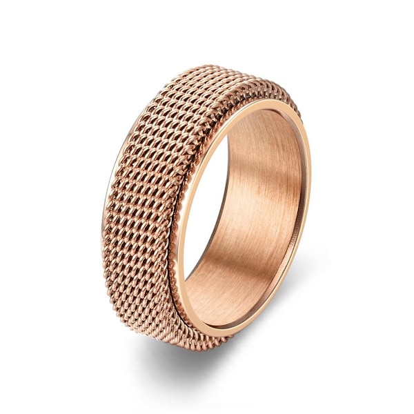 Roterende Mesh Armbånd Par Ring Flettet Forlovelsesløfte Ring for 8 mm rosa gull nr. 11