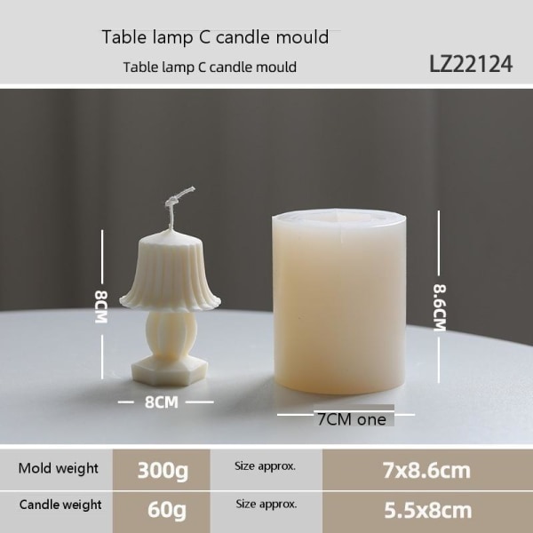 lysforme lys stearinlys gør-det-selv-forme i silikoneform lz22124 bordlampe c