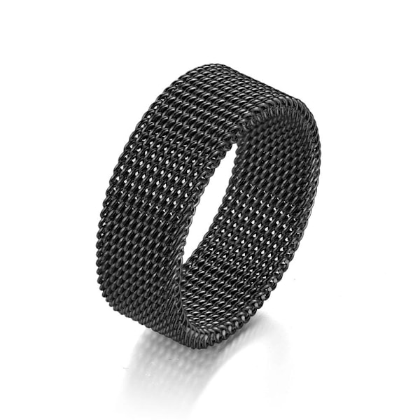 Klassisk stil mesh-sæt til ham og hende - minimalistisk ring i sort mesh nr. 12