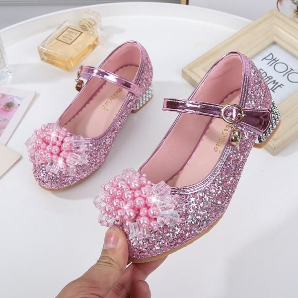 elsa prinsesse sko barn pige med pailletter sølv farvet 19,5 cm / størrelse 31
