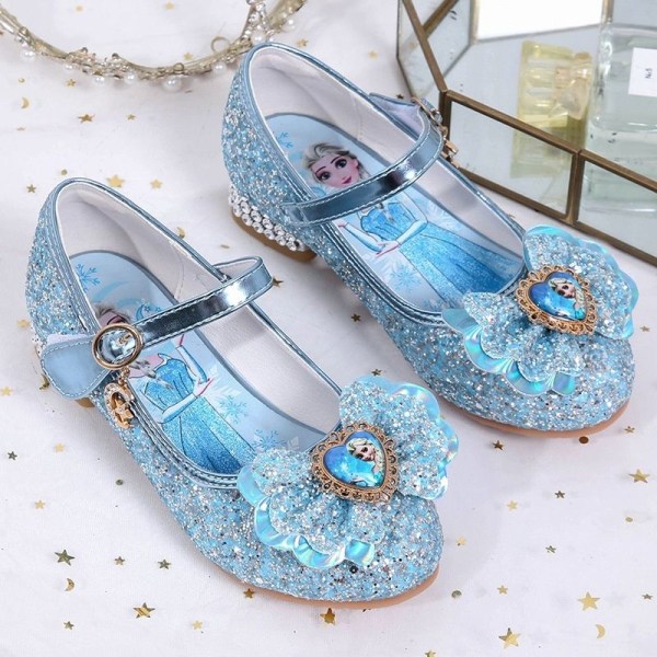 elsa prinsesse sko barn pige med pailletter blå 16 cm / størrelse 24