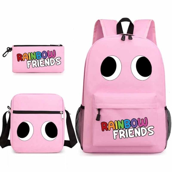 Rainbow Friends -reppu penaalilaukku Olkahihnalaukkupakkaus (3 kpl) vaaleanpunainen