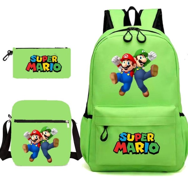 Mario ryggsäck pennskrin axelväska pack (3st) grön 2