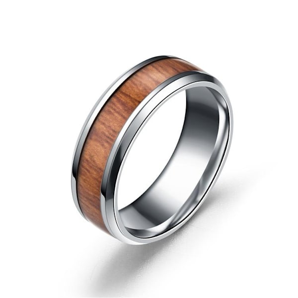 Titanstål Smykker - Unik Træfiber Ring i Rustfrit Stål til Mænd og Kvinder 8 mm sort nr. 9