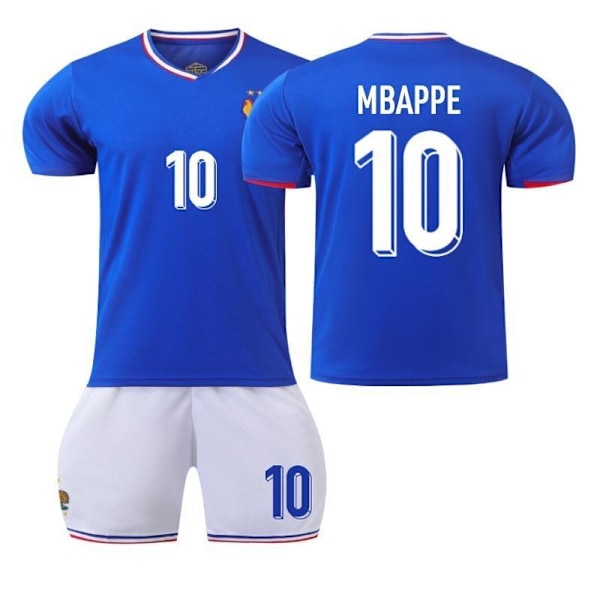 Frankrig Hjemme Blå No. 10 Mbappe Fodboldtrøje &amp; Shorts Sæt – #18