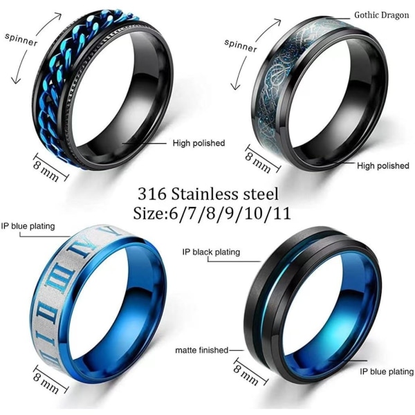 antistress spinner roterande fidget ring ringar Size11/20.8mm