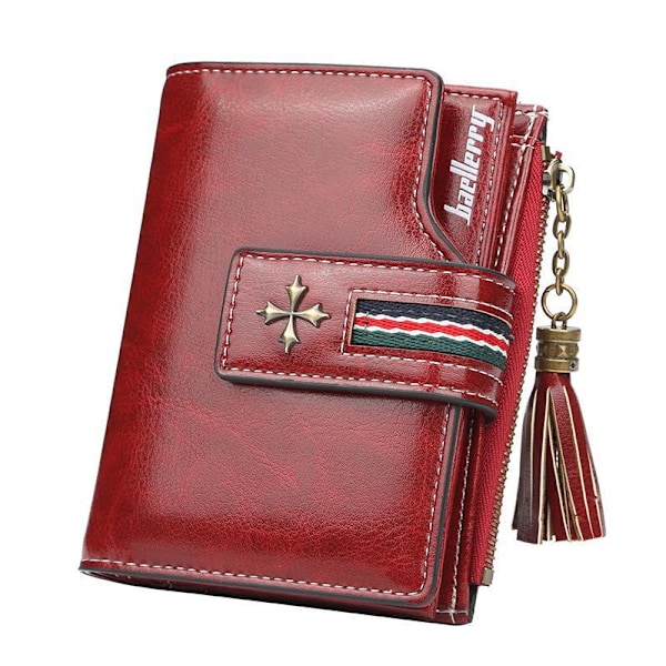 Baellerry Fashion Women Wallet Nahkaiset tupsut Lyhyet höyrylompakot viininpunainen 12,5 cm * 10 cm * 3 cm