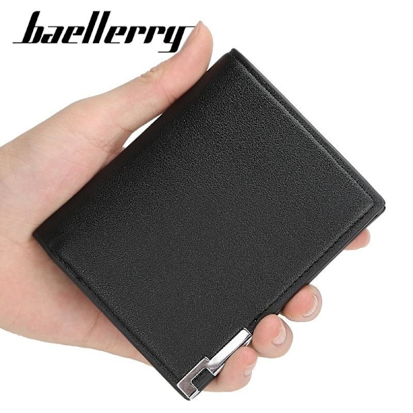 Baellerry Mænds Tynde Tegnebog Kort Stil med Iron Edge Multi Card 1835-sort vandret snit