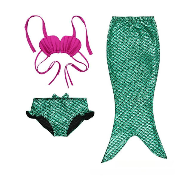 sjöjungfru baddräkt bikini mermaid tail flicka helt blå 110