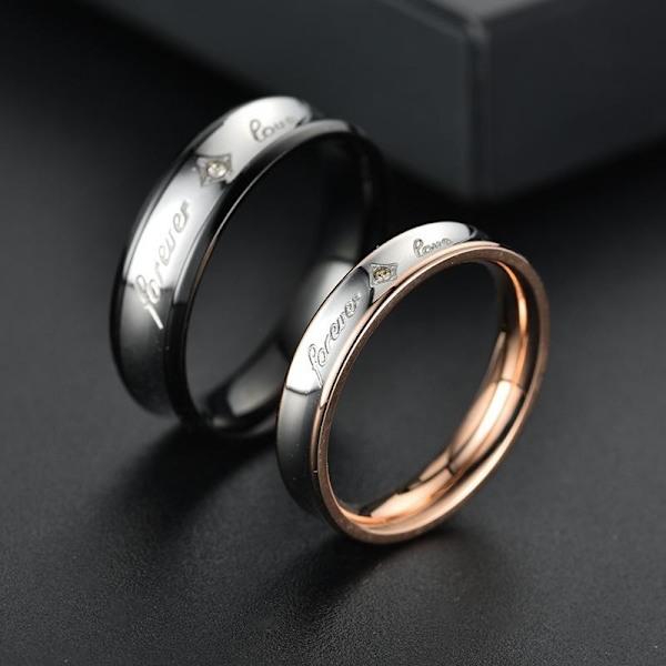 Forever Love -parit 14K kultapinnoitetut timantti- ja zirkonirenkaat 6mm miesten koko 11