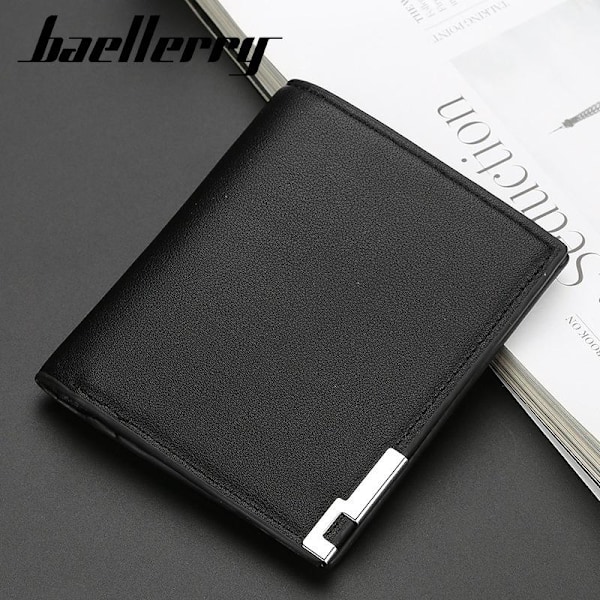 Baellerry Men's Slim Wallet Short Style med Iron Edge Multi Card 1835-kaffe vertikal stil