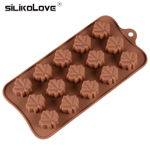 Silikon Chokladformar Leaf Shaped Microwave Safe FDA Bakverk Too Brun