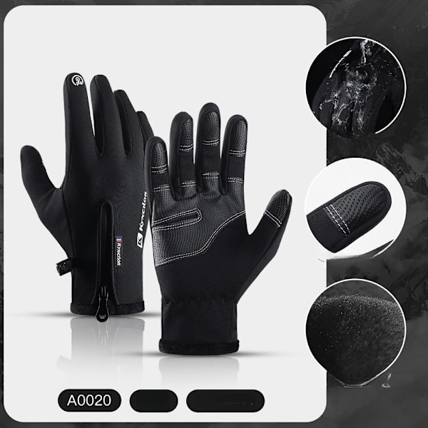 vinter handskar touchvantar vattentäta mc handskar A0020 svart XL