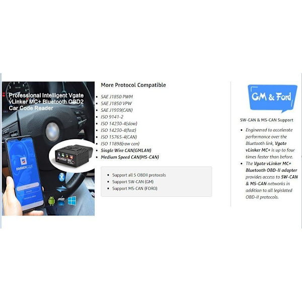 VLinker MC+ BLE 4.0 Bilscanningværktøj til Android og Apple som på billedet