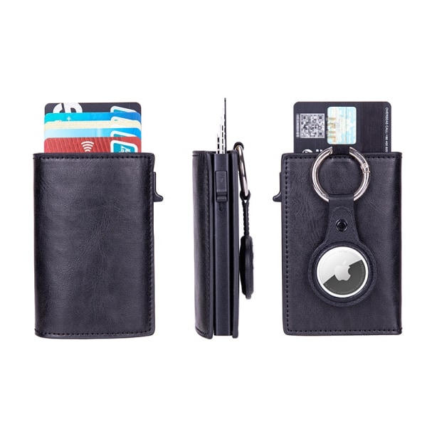 airtag plånbok wallet korthållare kort RFID svart