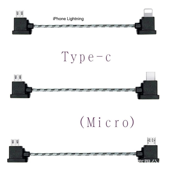 Valaistus / USB Type-C / Micro-USB-kaapeli DJI SPARK MAVIC PRO:lle Micro USB punottu 30cm