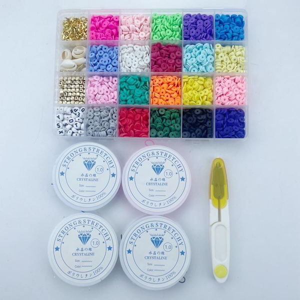 Flat Clay Beads sæt runde polymer lerperler til DIY smykker som billedet viser