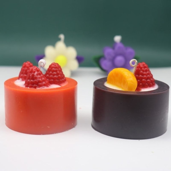 kynttilän muotit kynttilät DIY silikonimuotti kynttilän valmistus kynttilänsydän 4 pientä mansikkaa