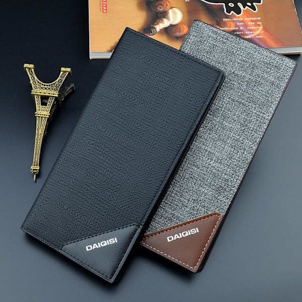 Baellerry PU läder långa plånböcker Business Mens korthållare mo Grå färg 18.5cm*9cm*1.8cm
