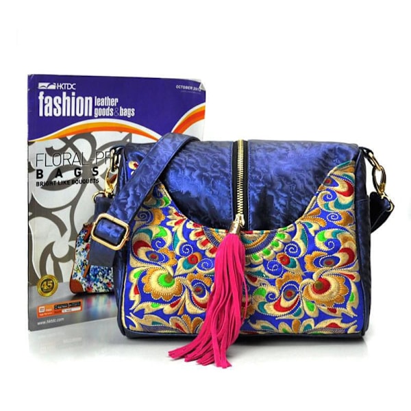 PU läderbroderi Crossbody väska Mode Casual broderi väska etnisk Som på bilden 1