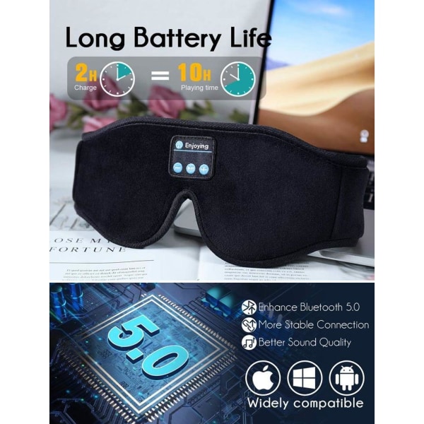 Ögonmask hörlurar sovhörlurar music eyemask sömnhörlurar trådlös Rosa