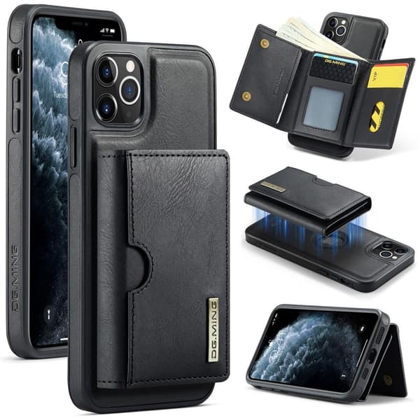 (Til iPhone 16 Plus) DG.MING M6 Serien Magnetisk Pung Etui sort