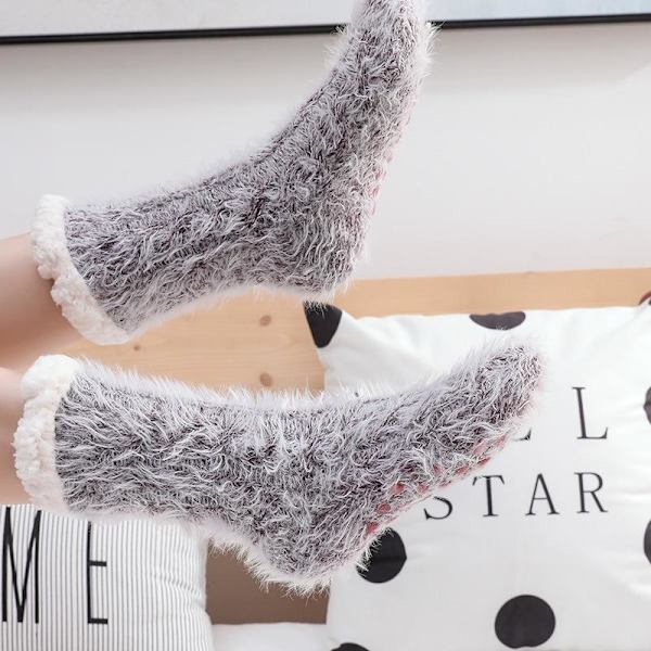 värmestrumpor vinterstrumpor fluffiga fleece strumpor mys strump svart One Size
