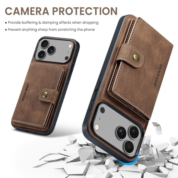 (Til iPhone 16) Magnetisk spænde pung etui med flere kortpladser og stativfunktion blå