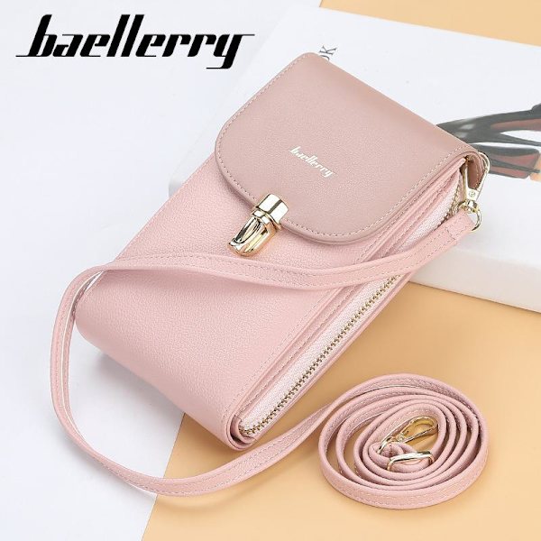 Baellerry Women Crossbody Bag Kytkin nahka korttikotelo Puhelin vaaleanpunainen 18,5 cm * 10 cm * 5 cm