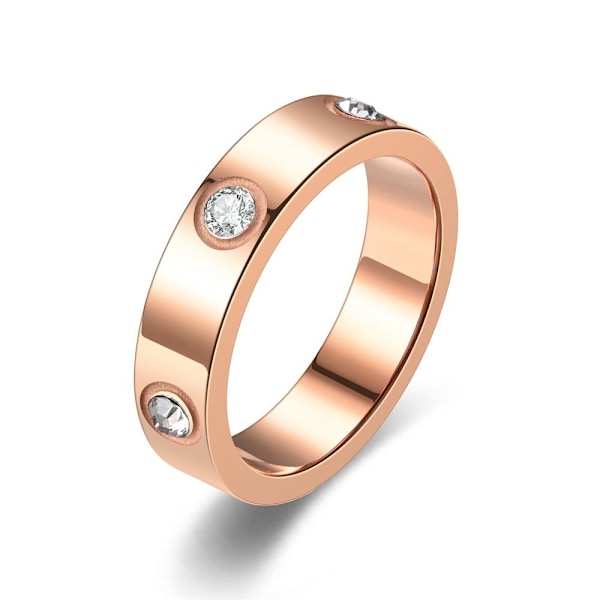 Ring med polert diamant: klassisk eleganse og tidløs stil med ekte 5 mm rosa gull seks diamanter nr. 10