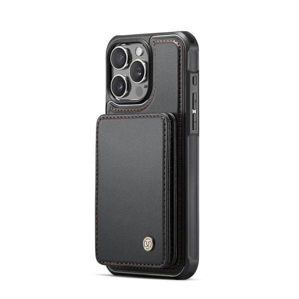 (Til iPhone 14 Plus) PU-læder pung etui med magnetisk kortholder og stativ, RFID-blokering sort