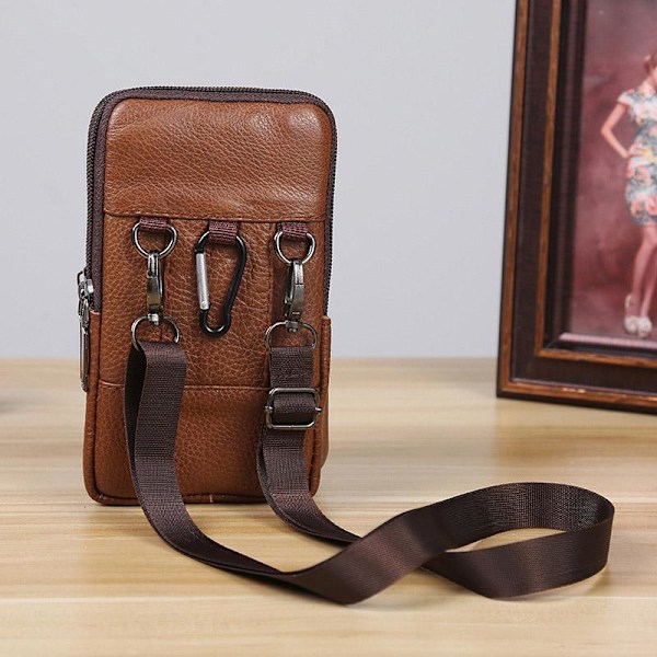 Män läder midja väska multifunktions-Fanny Pack stor kapacitet b Som på bilden 1 coffee 2 layer