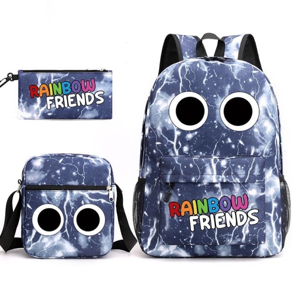 Rainbow Friends -reppu penaalilaukku Olkahihnalaukkupakkaus (3 kpl) vilkkuva sininen 4