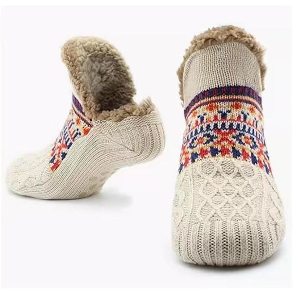 lämpöä mukavat sukat fleece-sukat, joissa liukastumista estävät sisäkengät valkoinen 40-42