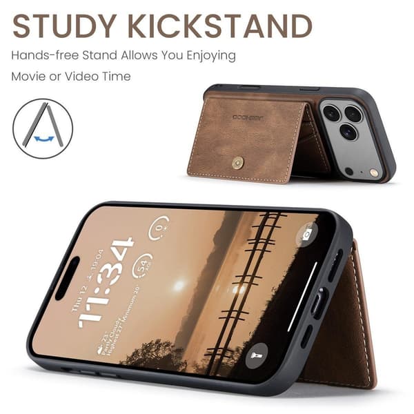(Til iPhone 15 Plus) Magnetisk spænde pung etui med flere kortpladser og stativfunktion blå