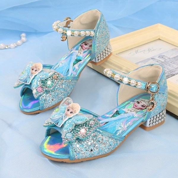 prinsessesko elsa sko børnefestsko blå 21,5 cm / størrelse 35