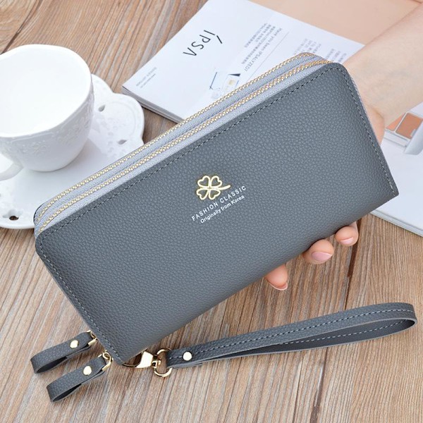 Baellerry Women Clutch Bags Mode Double Zipper Telefonväska PU l Rosa 19.5cm*9.5cm*4cm
