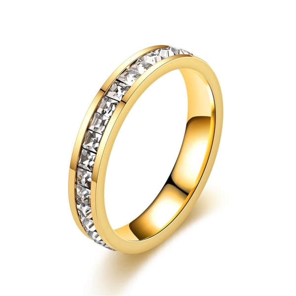 Stjernehimmel diamantring: 14K guld lille firkantet, cirkel- og 4 mm gylden enkelt række nr. 6