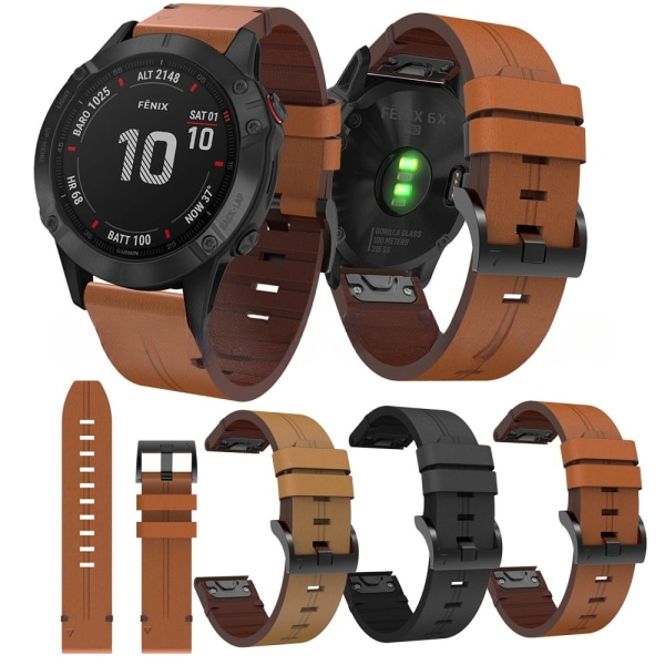 armbånd læder Garmin 7x/6x/5x sort (7x/6x/5x)