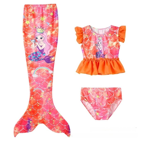 baddräkt med kjol mermaid tail swimsuite flicka blå 130