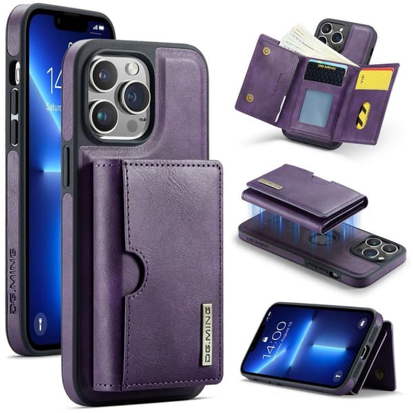 (Til iPhone 16 Plus) DG.MING M6 Serien Magnetisk Pung Etui lilla