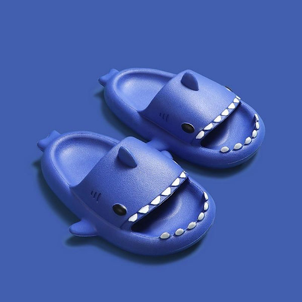 tøfler haj shark tøfler shark slides barnetøfler blå 160 (innvendig 16 cm)