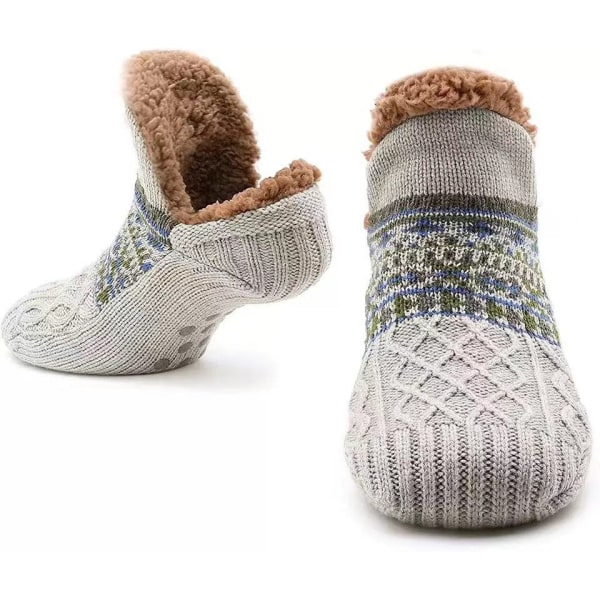 lämpöä mukavat sukat fleece-sukat, joissa liukastumista estävät sisäkengät  grå 40-42 ffec | grå | 40-42 | Fyndiq