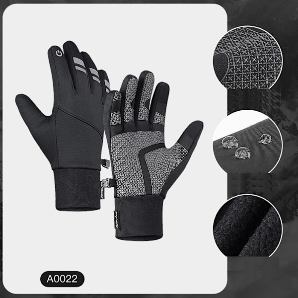 varma vantar touch handskar vattentäta cykel handskar A0022 svart M
