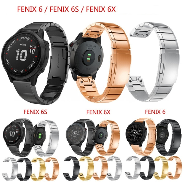 armbånd stål Garmin Fenix ​​6X/fenix 6s/fenix 6 20 mm rosa gull (fenix 7s/6S/5s)