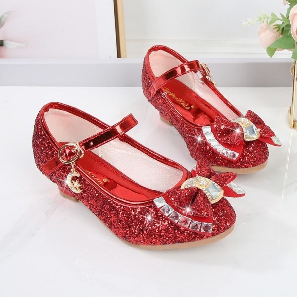 elsa prinsesse sko barn pige med pailletter rød 18,5 cm / størrelse 29