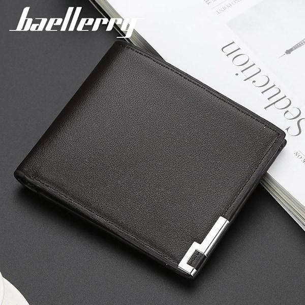 Baellerry Mænds Tynde Tegnebog Kort Stil med Iron Edge Multi Card 1835t-sort lodret stil